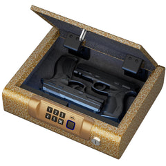 Gun SafeBiometric Gun Safe for Pistols 3-Ways unlock Safe Fingerprint Digital PIN Key Unlock with Voice Gun lock box for Cloakroom living room Bedroom Nightstand and Car BILLCONCH - Limited Gold