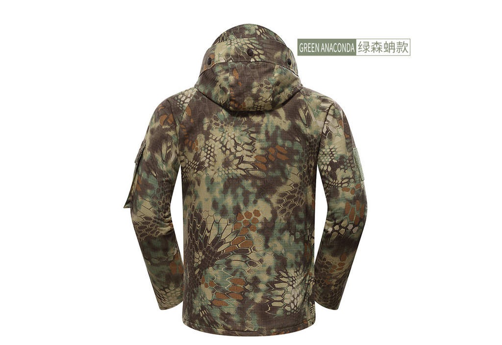 Camo Jacket with Python Print, Tactical Coat