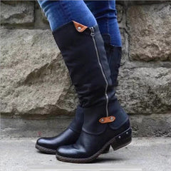 Low-Heeled Martin Boots, Retro English Style Tall Boots