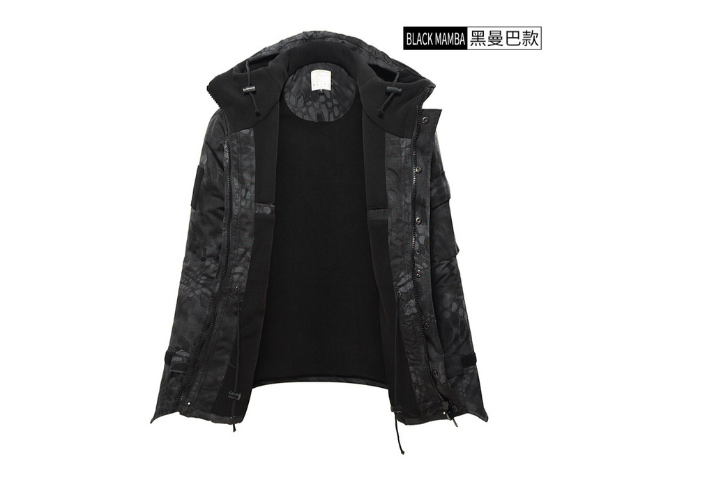 Camo Jacket with Python Print, Tactical Coat