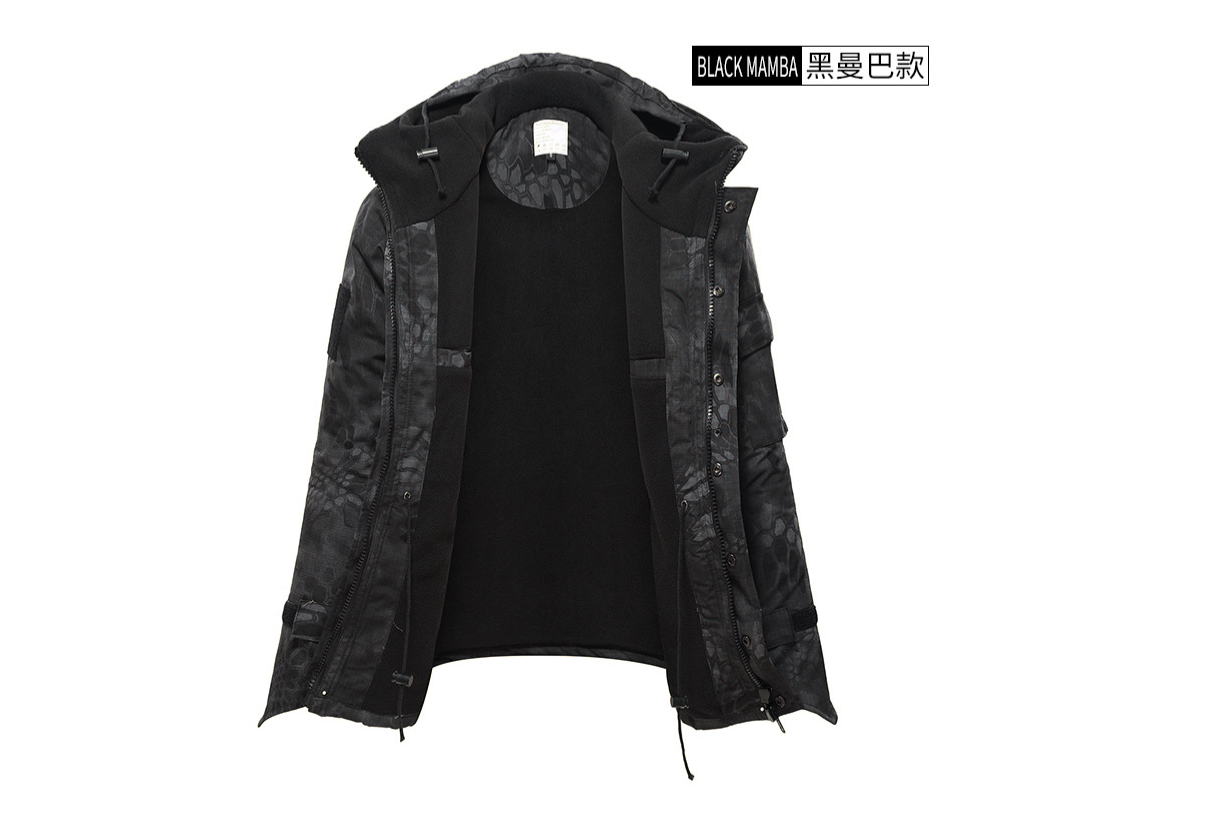 Camo Jacket with Python Print, Tactical Coat