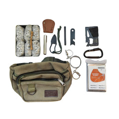 Fire Starter 6 Bag Magnesium Survival Gear First Aid Kit and Emergency Blanket Multi Purpose Tool Saw Ferro Rod Strike Wax Rope for Camping Hiking Hunting Earthquake Outdoor Adventure Gifts