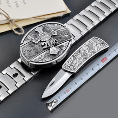 Men's Tactical Stainless Steel Self-Defense Belt Knife