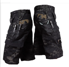 Military Cargo Shorts with Tactical Pockets (One Piece)
