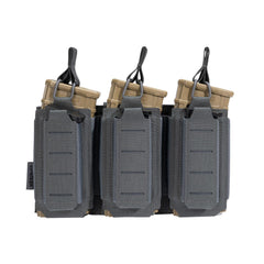 EXCELLENT ELITE SPANKER Tactical Open-Top Single/Double/Triple Molle Mag Pouch Tactical Bag Accessories Holder(Triple Grey)
