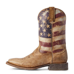 ARIAT BMVY9 Mens Circuit Proud Western Boot Naturally Distressed Brown/Distressed Flag 9 Wide
