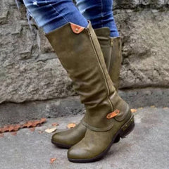 Low-Heeled Martin Boots, Retro English Style Tall Boots