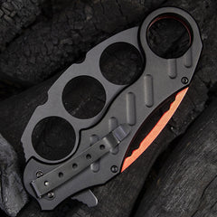 Stainless Steel Folding Knife with Knuckle Guard