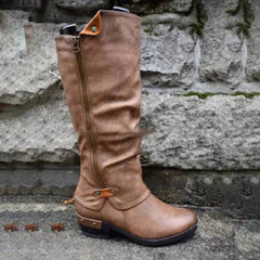 Low-Heeled Martin Boots, Retro English Style Tall Boots
