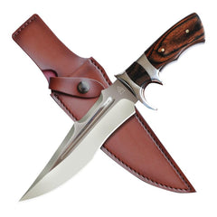 Kratos Hunting Knife with Sheath 12.2" Survival Knife Full Tang Knife 440 Stainless Steel Fixed Blade Hunting Knives with Wood Handle ZF11