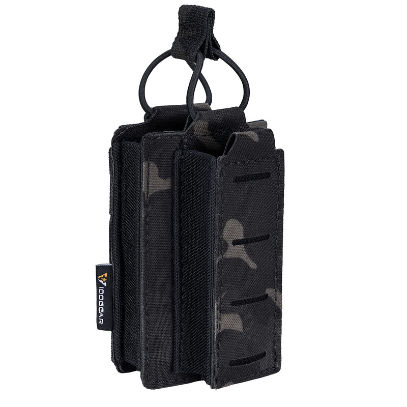 IDOGEAR Molle Magazine Pouch 5.56mm & 9mm Kangaroo Mag Pouch Single Elastic Tactical Open Top MOLLE Pouch Laser-Cut Style Mag Holder (camo Black)