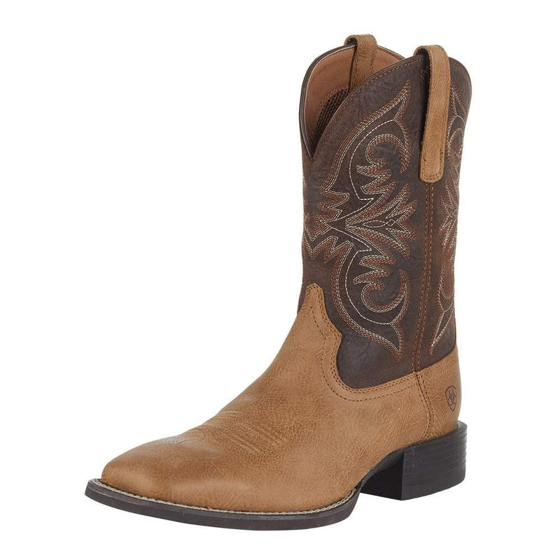 ARIAT BMVY9 Mens Sport Pardner Western Boot Matte Tan Buck/Crunch Chocolate 10.5