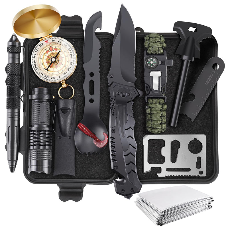 ABPIR Survival Kits Gifts for Christmas Men Dad Husband Him 13 in 1 Survival Gear and Equipment Tactical Tools for Camping Hiking Hunting Outdoor Adventure Cool Birthday Idea