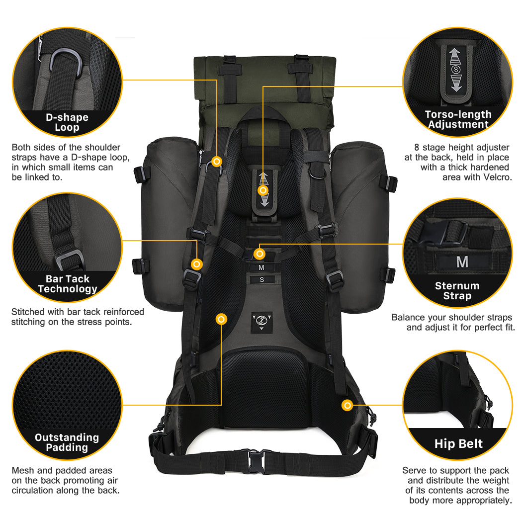 MARDINGTOP 65+10L Tactical Backpack with Rain Cover