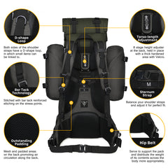 MARDINGTOP 65+10L Tactical Backpack with Rain Cover