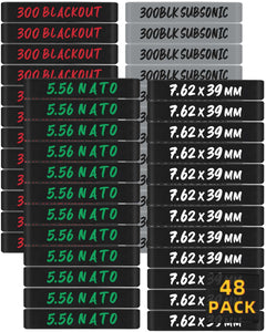 48 Pack Magsaddle Magazine Marking Bands 300 Blackout 300BLK Subsonic 5.56 NATO 7.62x39mm Ammo Caliber Label Identification Marker Holster Accessories (Mixed Color)