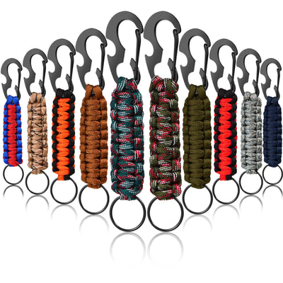 10 Pcs Paracord Keychain Survival Military Lanyard Keychain Tactical Rope Bottle Opener Keychain Survival Cord Keychain Mens Novelty Keychains Survival Tools for Outdoor Camping Hiking