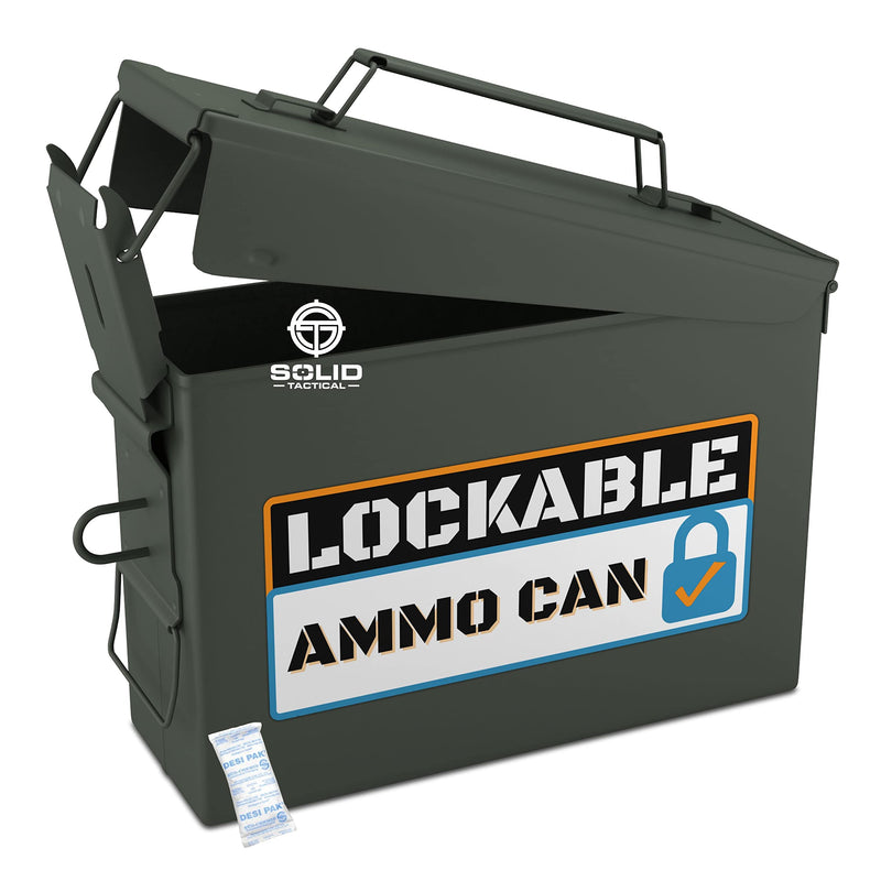 Solid Tactical 30 Cal Metal Ammo Can - Green - Waterproof M19A1 Ammo Storage Box for Ammunition