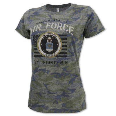 Armed Forces Gear United States Air Force Ladies Vintage Camo Stencil T-Shirt (Medium)