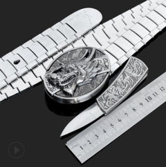 Men's Tactical Stainless Steel Self-Defense Belt Knife