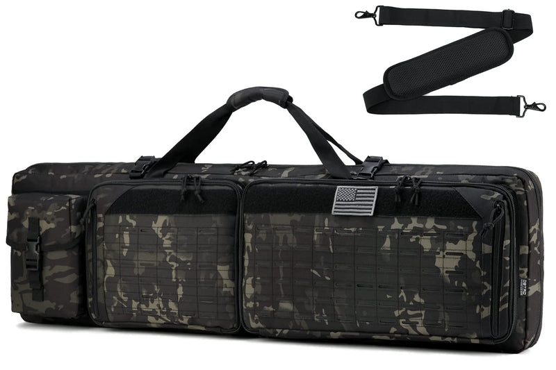 DBTAC Urban Classic Tactical Double Long Gun Bag Soft Rifle Case Pistol Transportation Case w/Backpack Strap for Range Shooting Outdoor Hunting (Black Camo 42