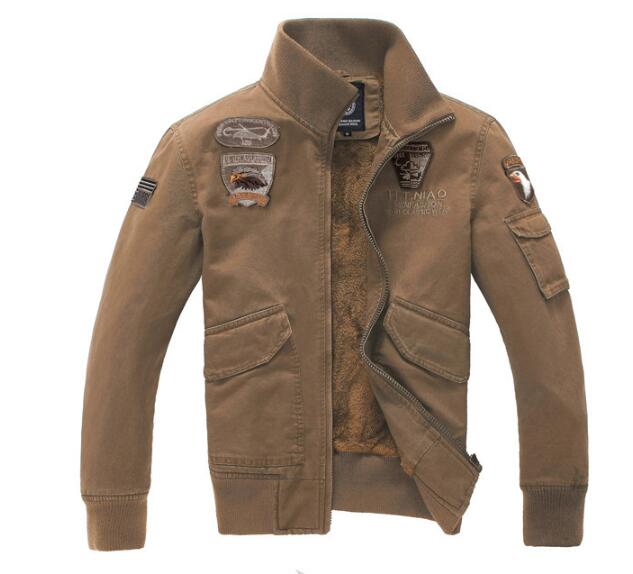 Men's Thickened Military Style Jacket with Stand Collar