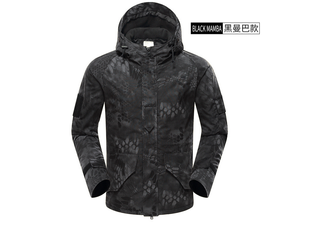 Camo Jacket with Python Print, Tactical Coat