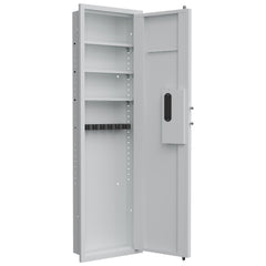 53Passwod Touch Panel In-Wall Safe,Hidden Wall Gun Safe For Rifles With Adjustable Shelves,Assembled Storage Multifunctional Wall Safe For Firearm And Valuables White-Digital