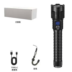 White Laser Zoomable Rechargeable LED Flashlight