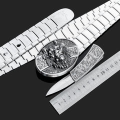 Men's Tactical Stainless Steel Self-Defense Belt Knife