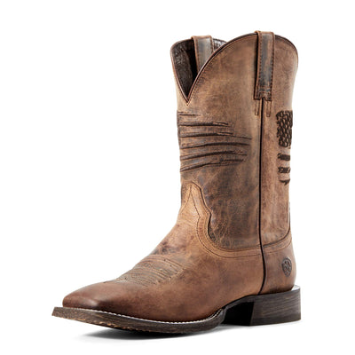 ARIAT BMVY9 Mens Circuit Patriot Western Boot Weathered Tan 10