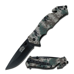 Master USA MU-A001DG Spring Assist Folding Knife Black Blade Digital Marine Camo Handle 4-1/2-Inch Closed