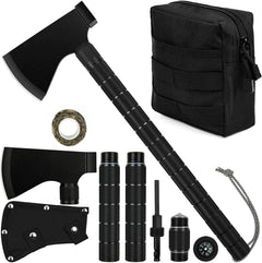 iunio Camping Axe Hatchet with Sheath Multi-Tool Camp Ax Survival Gear Folding Portable Tools for Hiking Backpacking Emergency Hunting Outdoor