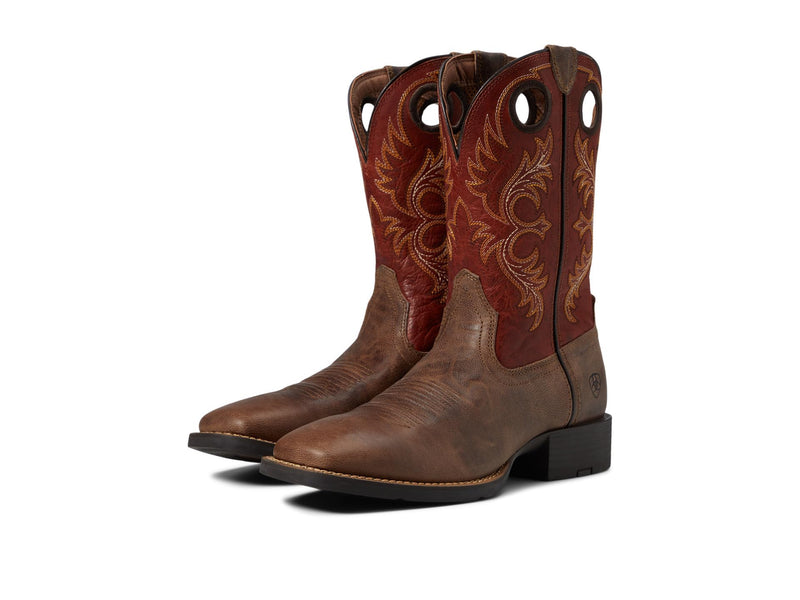 ARIAT Mens Sport Rodeo Western Boot Crazy Crunch Tan/Determined Orange 14 EE