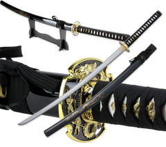 Vulcan Gear Traditional Japanese Handmade Sharp Katana Samurai Sword with Scabbard and Sword Stand (Ryuu Tsuba)