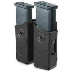 Universal Double Magazine Pouch for Glock Beretta Sig Sauer Taurus Browning S&W H&K Most Pistol MagsUniversal Mag Holder Stack 9mm/.40/.45 Mags Holder(N-Belt Clip Black)