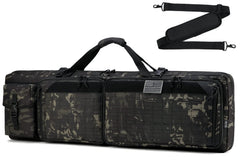DBTAC Urban Classic Tactical Double Long Gun Bag Soft Rifle Case Pistol Transportation Case w/Backpack Strap for Range Shooting Outdoor Hunting (Black Camo 42" x 12“ Double Rifle Case)