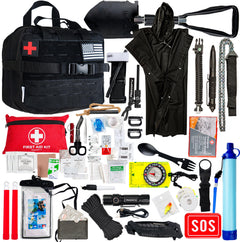 Emergency 280 Survival Kit - First Aid & Tourniquet - Get Home Survival Gears and Supplies - EDC Go Bag for Camping Outdoor Hiking Car Bike - Tactical Molle Pouch Military Grade - Gift for Man Woman