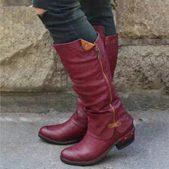 Low-Heeled Martin Boots, Retro English Style Tall Boots