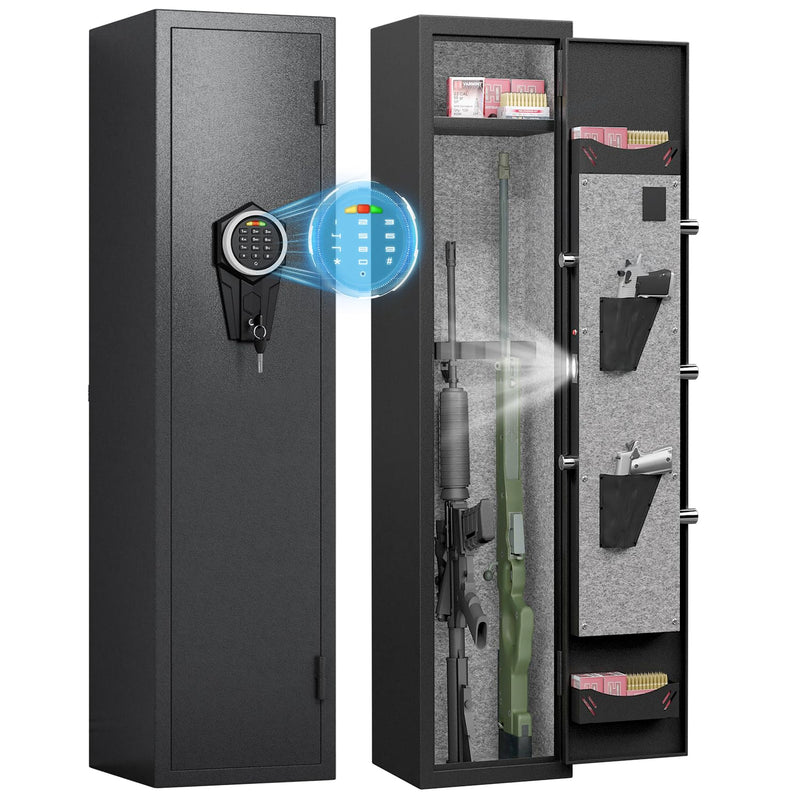 silkight Gun Safe 1-2 Gun Safes for Home Rifle and Pistols Quick Access Gun Safe for Rifles and Shotguns with Adjustable Gun Support & Removable Shelf Long Gun Safe with Dual Alarm & Mute Mode