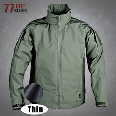 Men's Soft Shell Hooded Tactical Jacket with Pockets